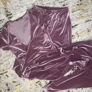 Velvet two piece cropped set.